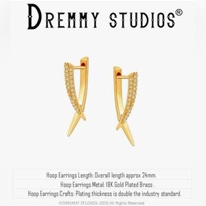Dainty CZ Huggie Hoop Earrings 14K Gold Plated
